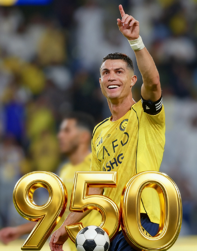 40岁C罗达成生涯950球里程碑！写意进球率队6连胜领跑积分榜