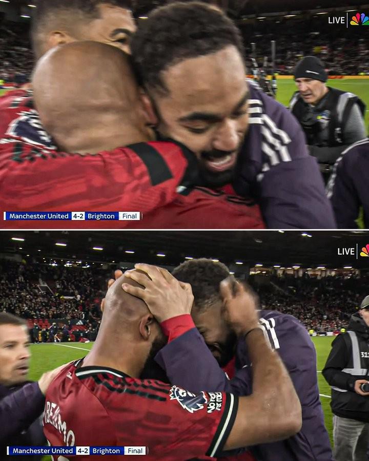 英超赛场温情时刻：库尼亚首球后与姆伯莫深情相拥