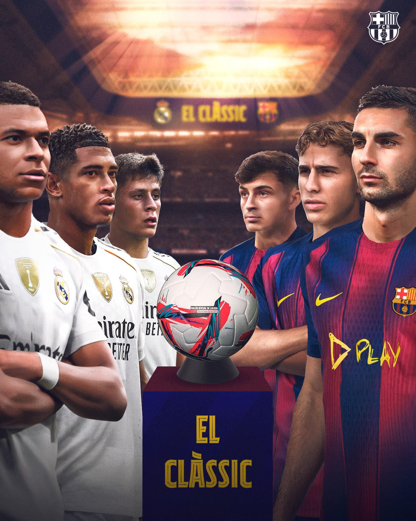 巴萨发布国家德比预热海报：费兰、费尔明、佩德里领衔出战