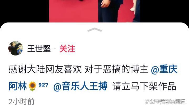 王世坚疑公开喊话音乐人王博：要求下架《没出息》相关作品