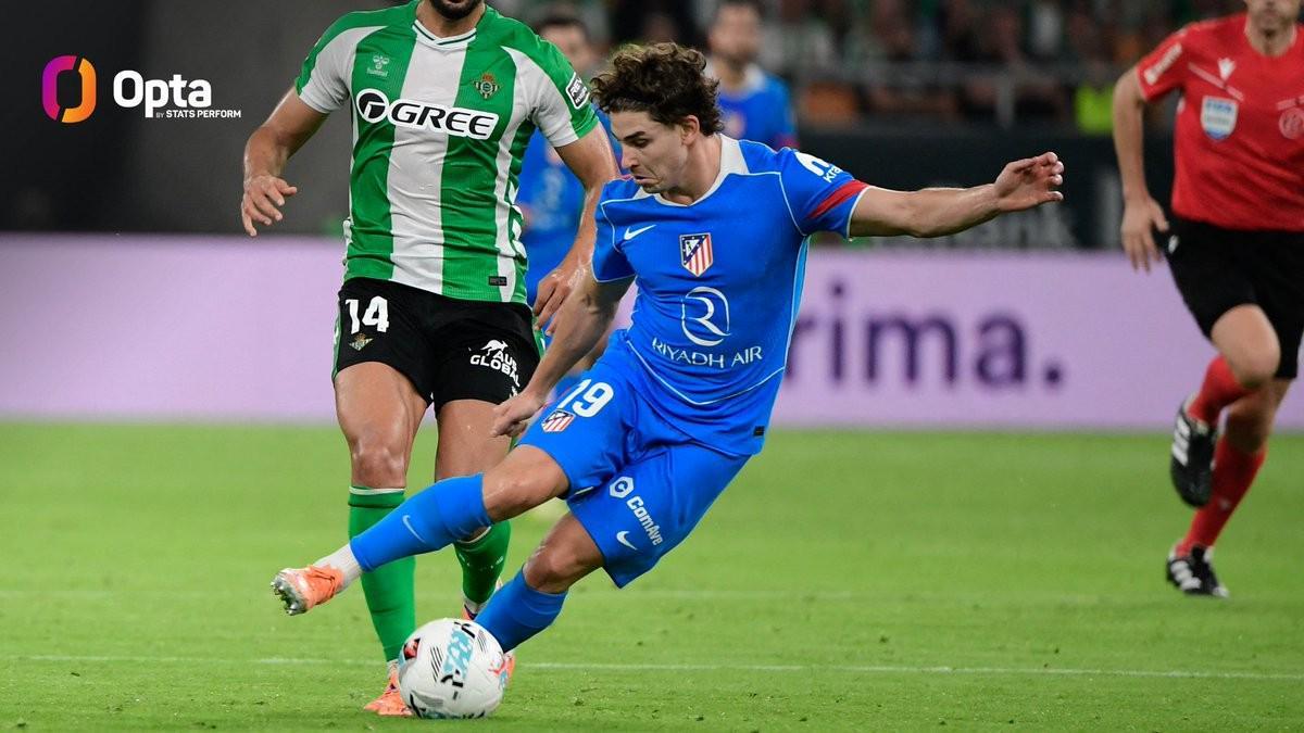 小蜘蛛阿尔瓦雷斯西甲29球参与，同期球员排名第四