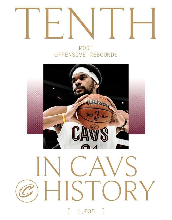 贾雷特-艾伦超越詹姆斯，骑士队史进攻篮板榜前十新星