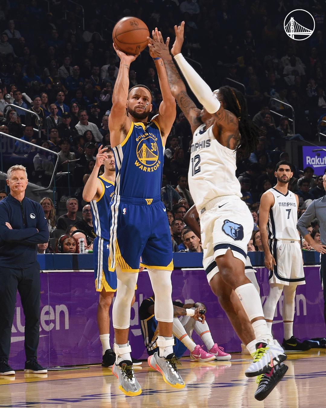 勇士131-118大胜灰熊：库里16+4，库明加25+10，三射手爆发