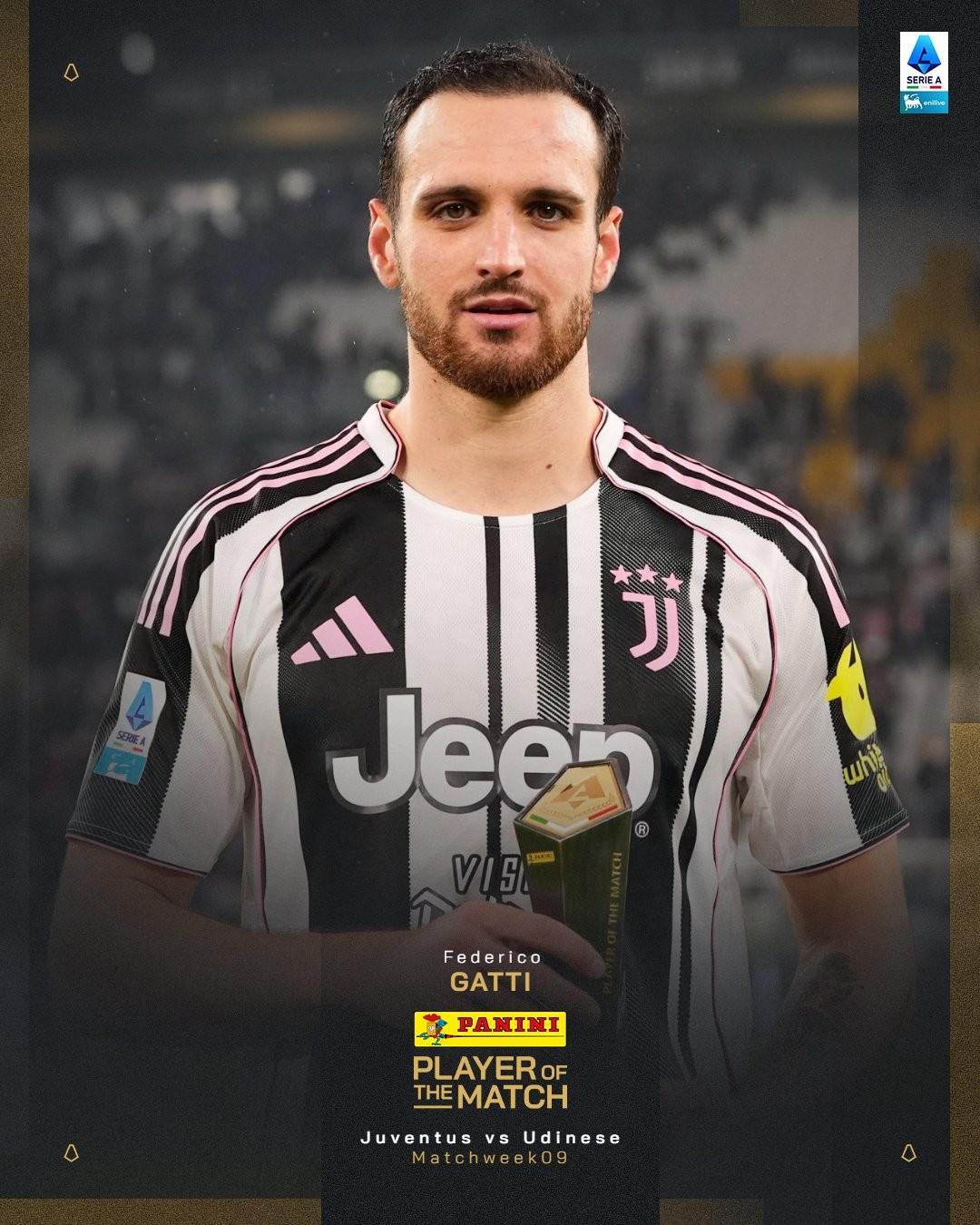 费代里科-加蒂头槌建功 荣膺尤文vs乌迪内斯全场最佳