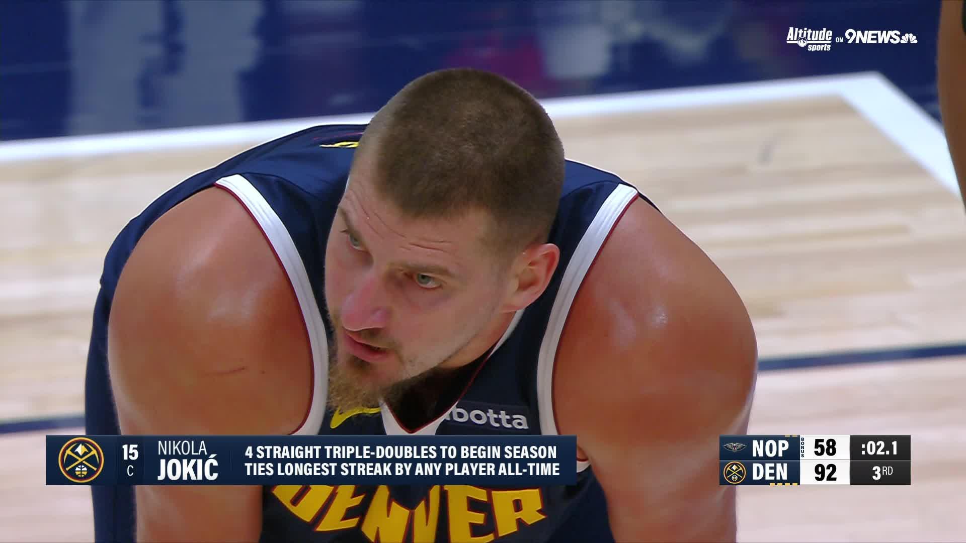 开季四连三双！约基奇三节21+12+10率掘金大胜鹈鹕