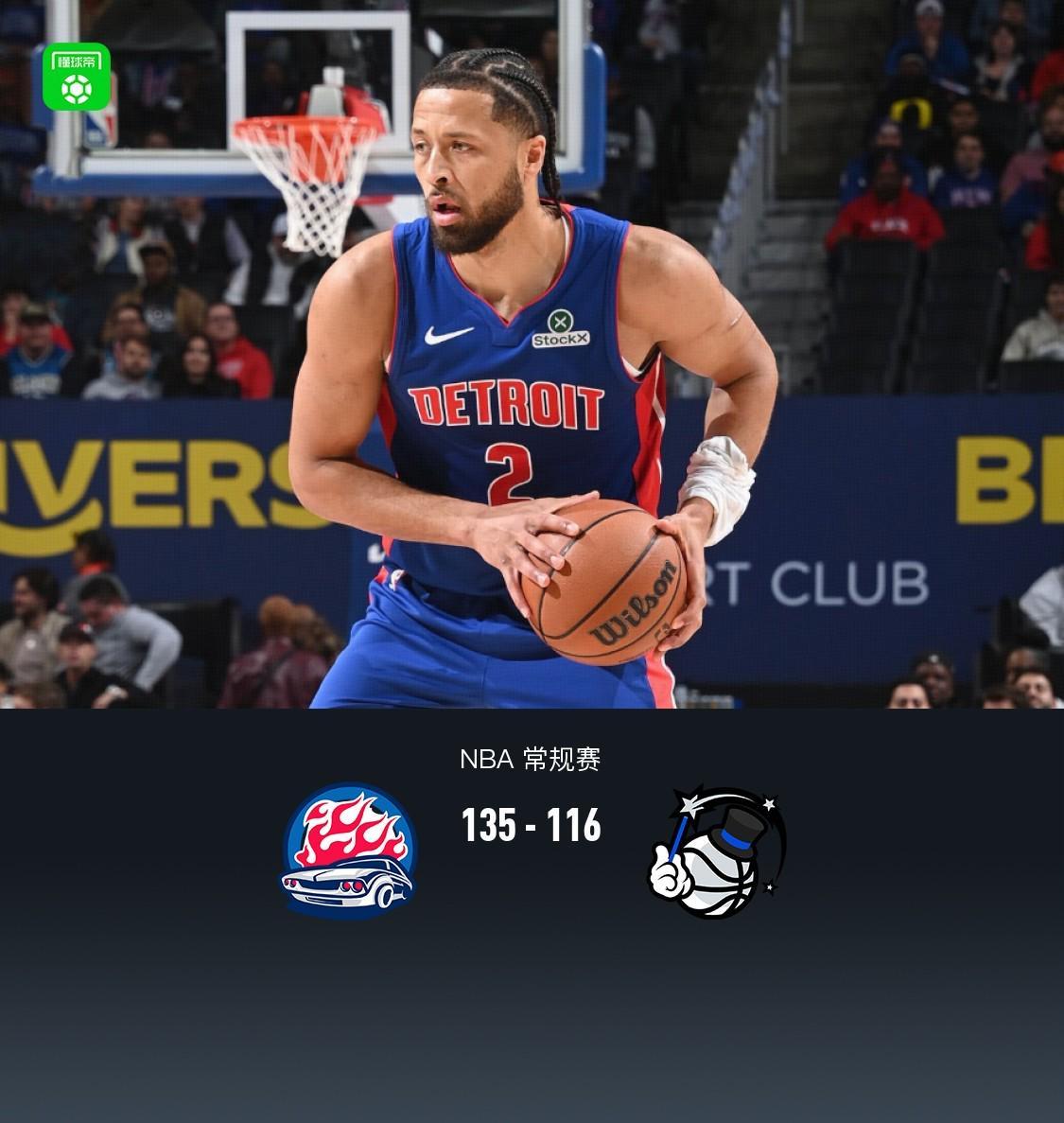 活塞135-116大胜魔术，坎宁安30+10+6表现惊艳，班凯罗24+11+7