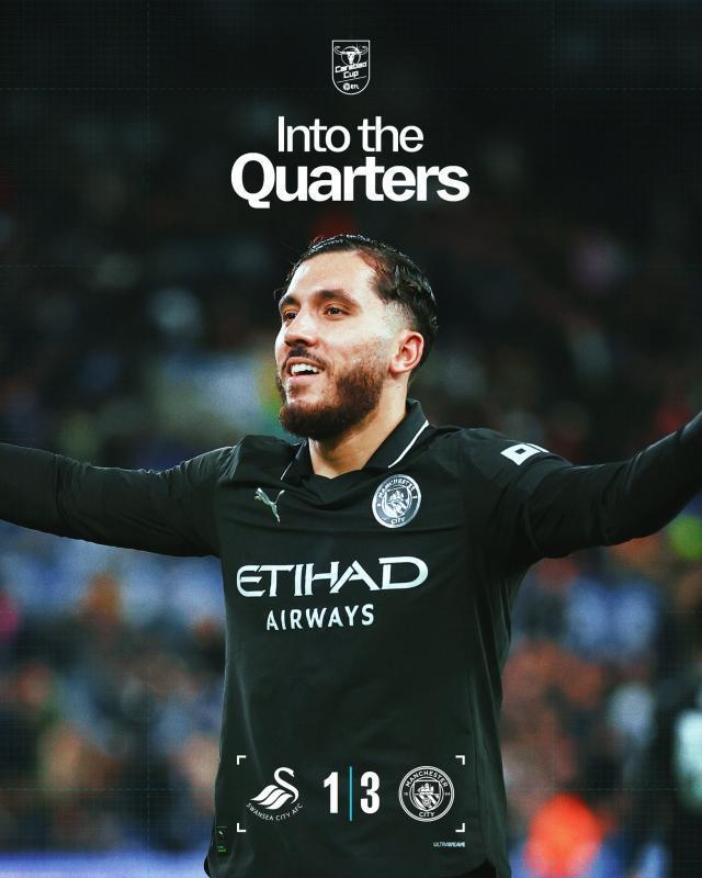 联赛杯曼城3-1逆转斯旺西，多库、谢尔基建功挺进八强