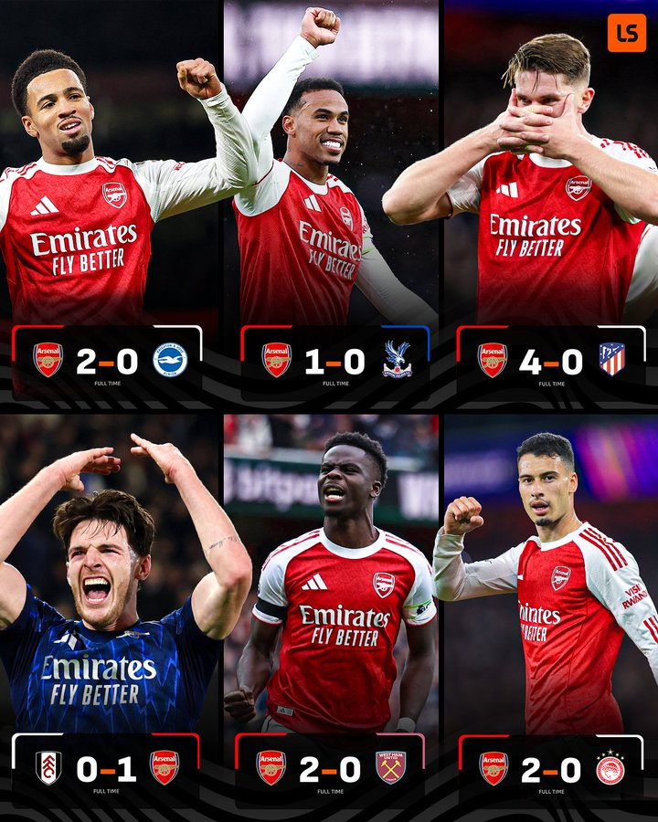 阿森纳10月全胜战绩：6战全胜且零失球，展现顶级统治力