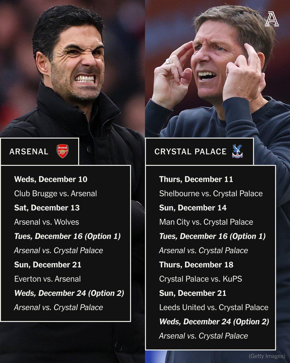 阿森纳晋级英联杯后或迎7天3赛，水晶宫恐陷8天4赛魔鬼赛程