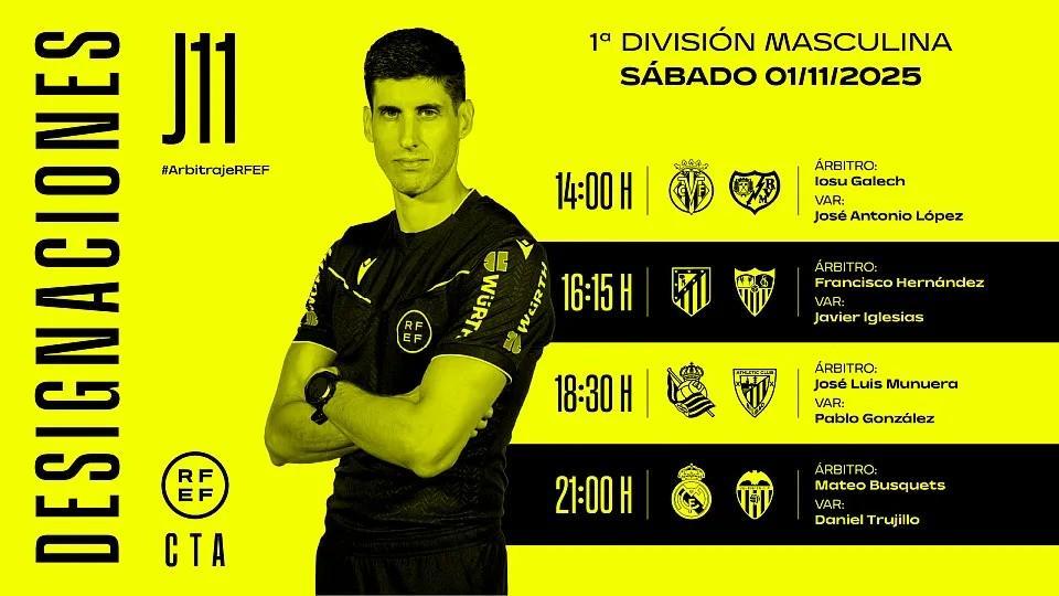 周六西甲裁判安排：马特奥-布斯克茨执法皇马对阵瓦伦西亚