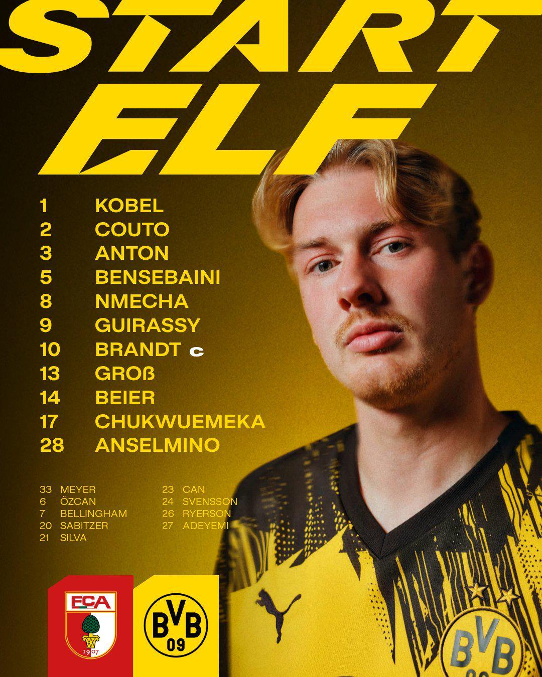 多特蒙德官宣：施洛特贝克因病缺席对阵奥格斯堡比赛