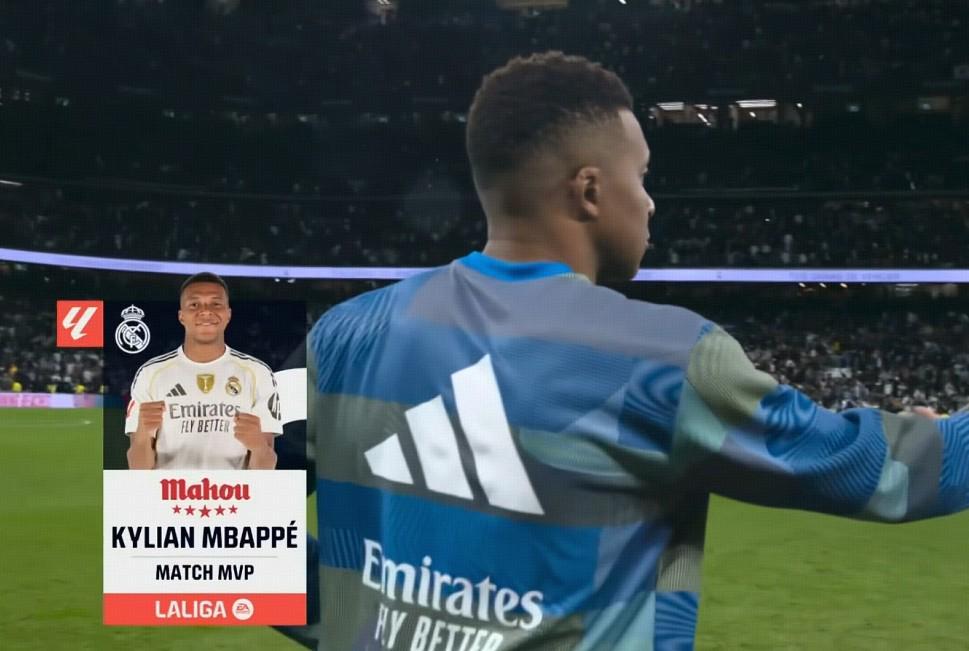 姆巴佩梅开二度，荣膺皇马vs瓦伦西亚全场最佳球员