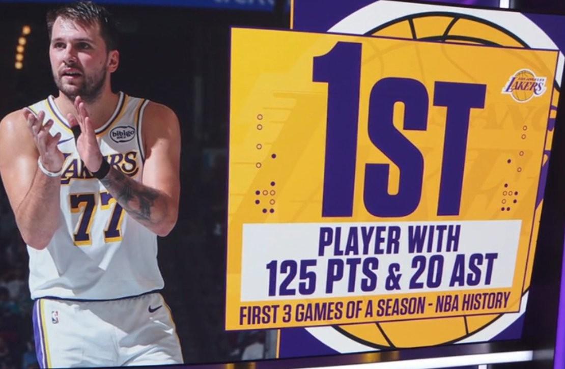 东契奇赛季前三场狂轰125分20助，创NBA历史新纪录