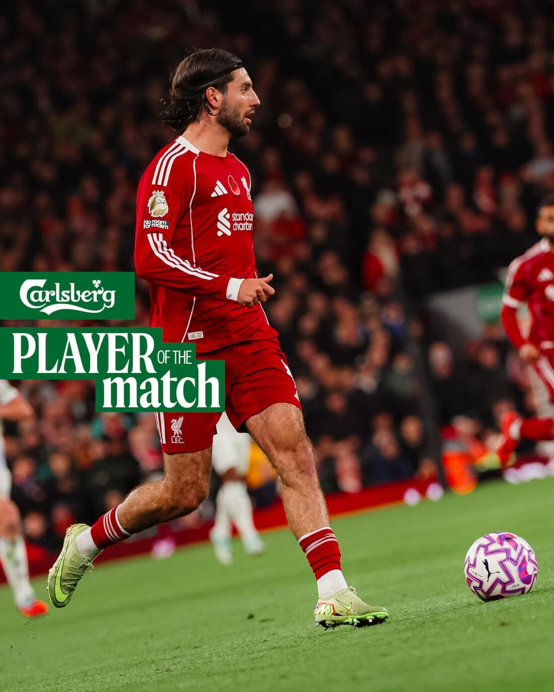 索博斯洛伊本赛季第4次荣膺利物浦队内最佳，维拉一役表现抢眼