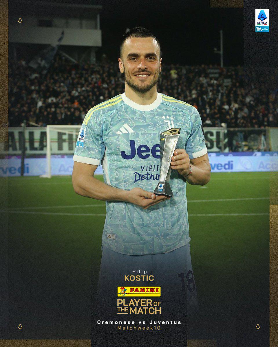 开场2分钟闪击破门！科斯蒂奇获克雷莫内塞vs尤文全场最佳