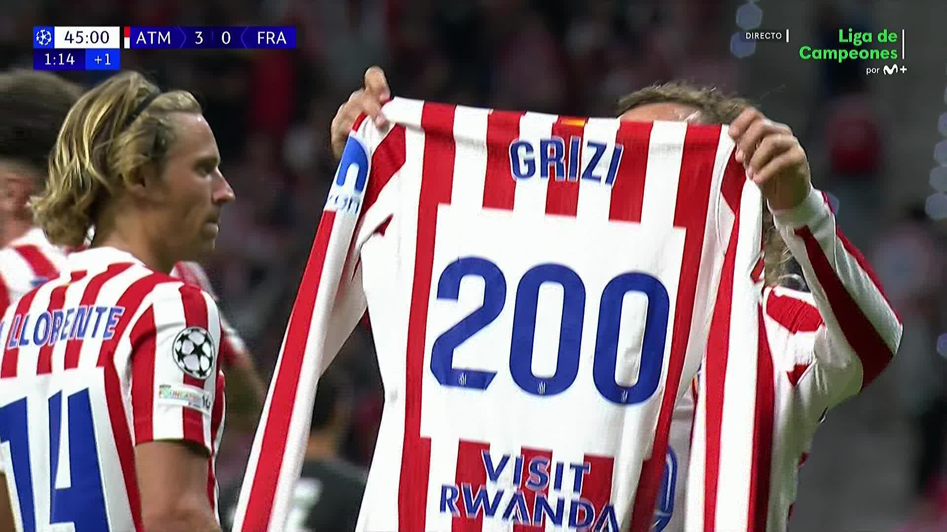 格列兹曼西甲200球里程碑，历史第11位外籍第6人达成