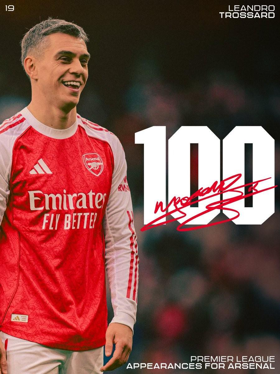 特罗萨德阿森纳英超百场里程碑，枪手生涯再创新高