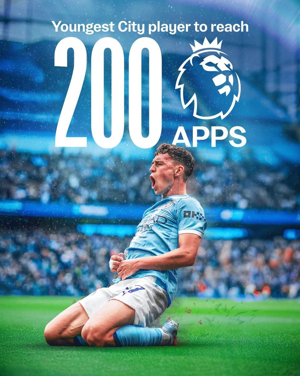 25岁158天！福登创英超200场里程碑 曼城最年轻纪录诞生