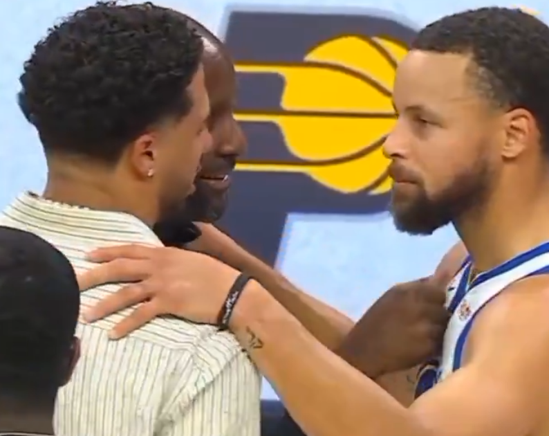 库里与哈利伯顿赛后深情互动，昔日国家队队友再聚首