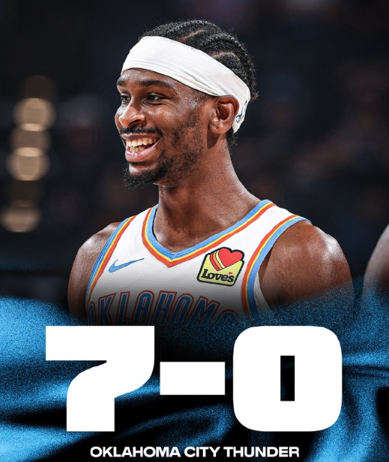 NBA新赛季格局：雷霆7连胜领跑 篮网鹈鹕0胜6负垫底