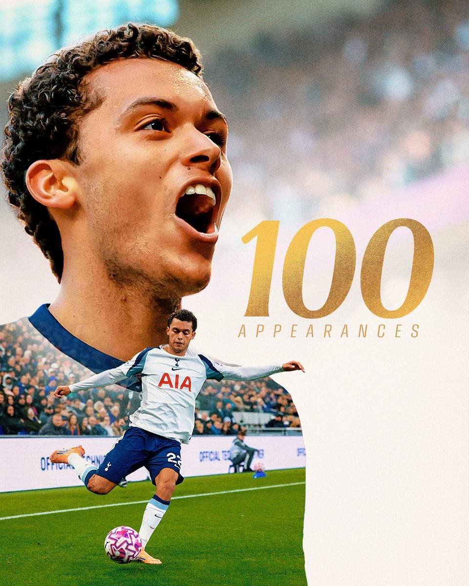 布伦南-约翰逊达成热刺生涯百场里程碑，数据表现亮眼