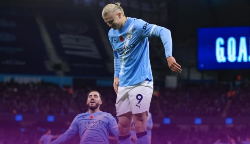 曼城3-1力克伯恩茅斯 哈兰德双响蓝月军团升至第二