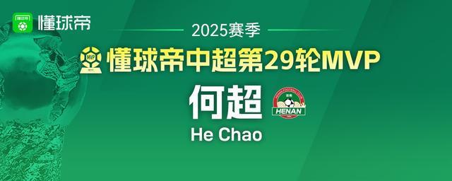 2025赛季中超第29轮MVP揭晓：何超凭超级世界波当选