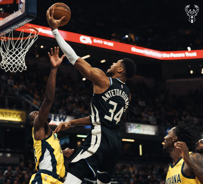 字母哥33+13压哨绝杀！雄鹿险胜步行者，闭嘴手势震撼客场