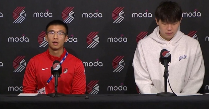 杨瀚森翻译刘禹铖进入开拓者教练组，球队重视小杨未来发展