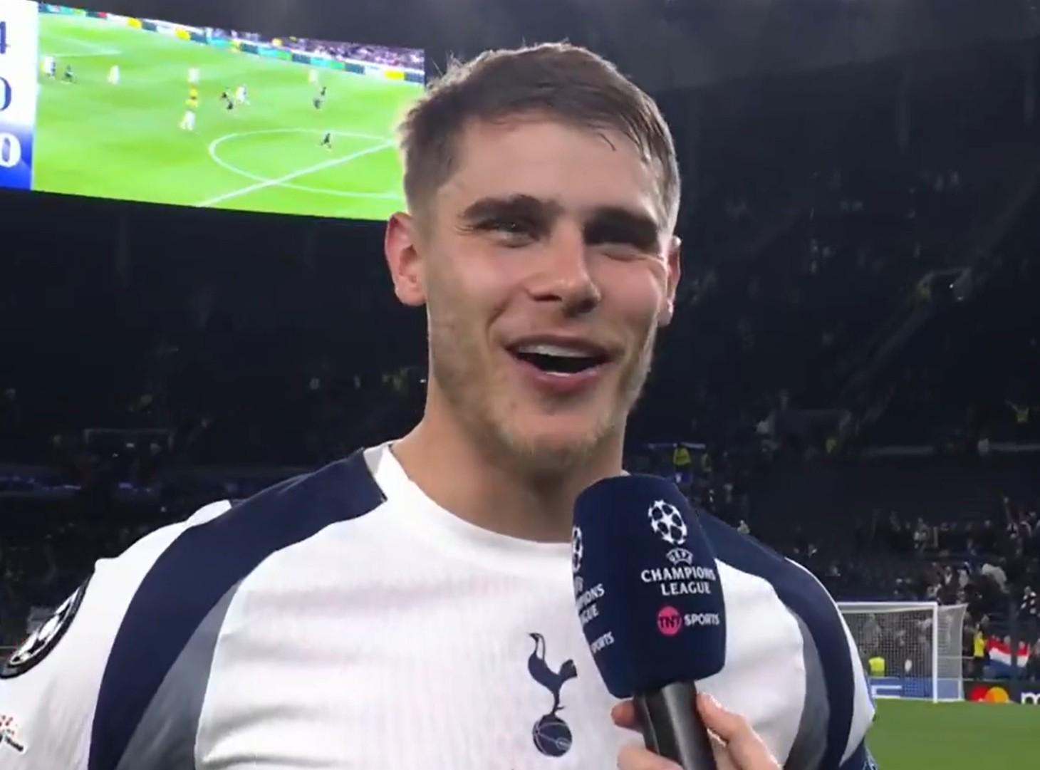 范德芬：红牌后仍保持冷静，热刺4-0大胜哥本哈根