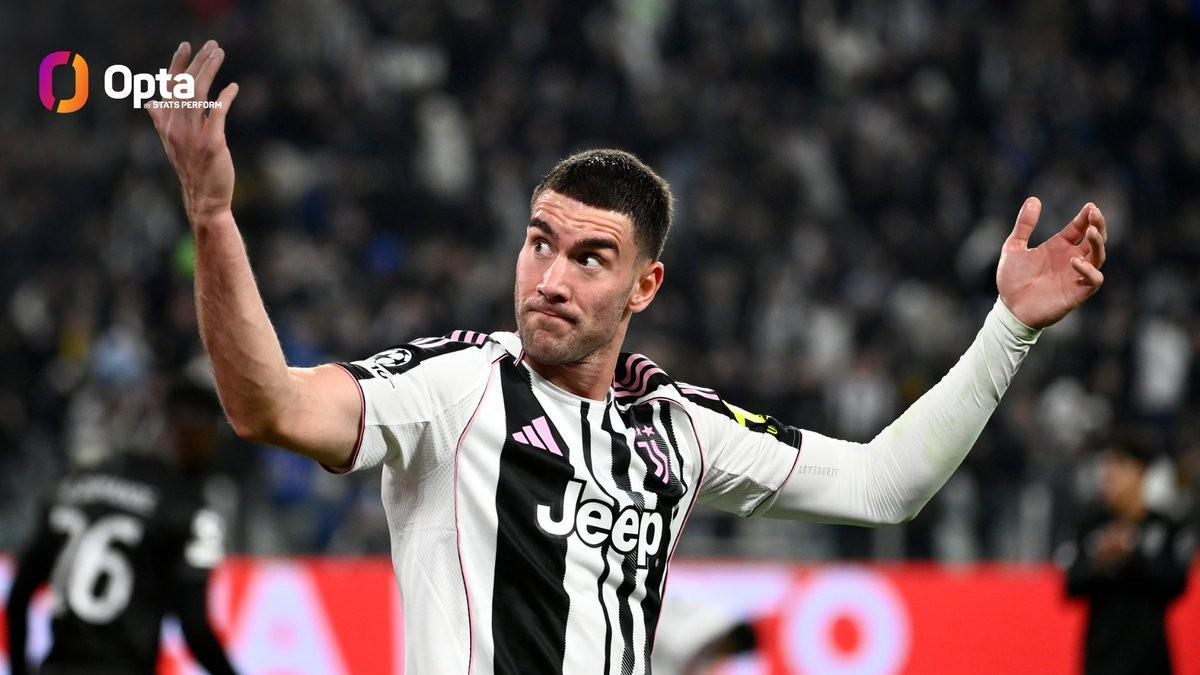 弗拉霍维奇尤文欧冠前20场9球，队史仅次C罗伊瓜因