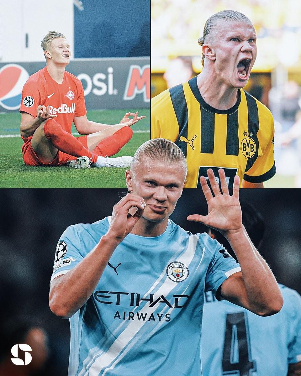 哈兰德创历史：代表三队连续5场欧冠进球，成就欧冠第一人