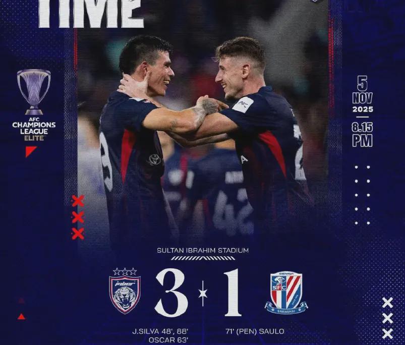 申花亚冠1-3负柔佛：中超技战术全面落后东南亚的警钟