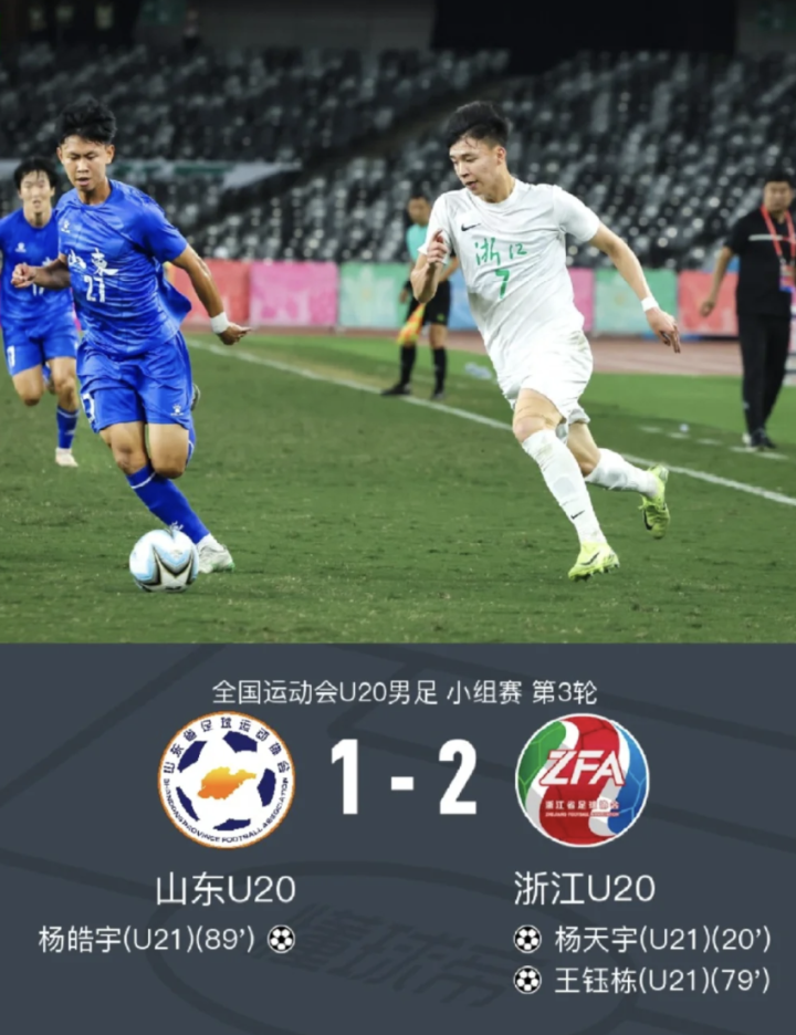 全运会男足U20惊现抽签定晋级：浙江新疆积分净胜球全相同