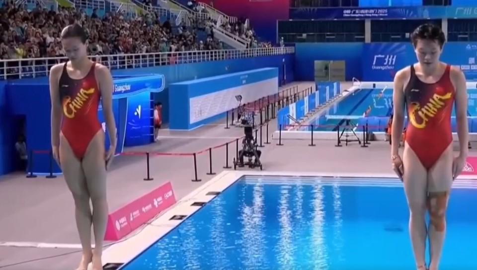 全运会女双3米板预赛：陈艺文/林珊五跳全冠，强势晋级决赛