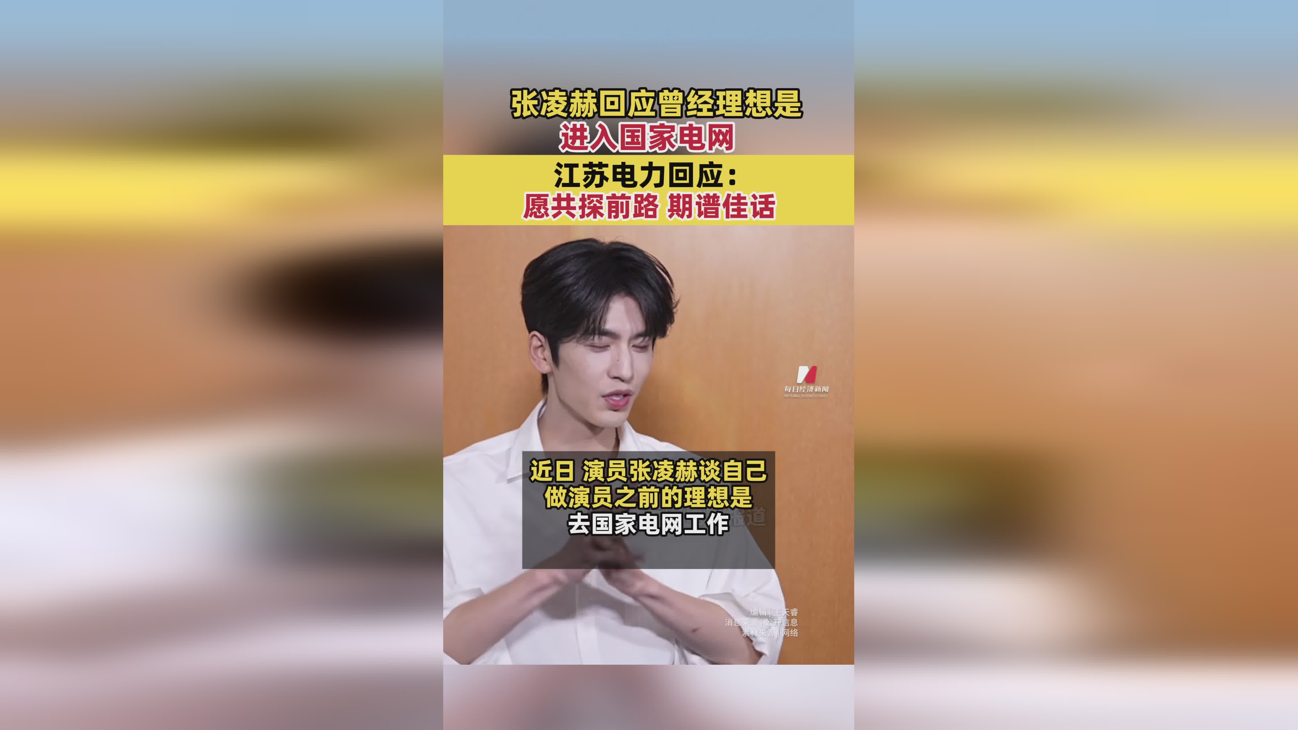 张凌赫谈理想曾想进国家电网 江苏电力暖心回应共谱佳话