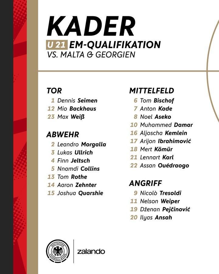 德国U21新名单揭晓：17岁新星卡尔入选，比朔夫等在列