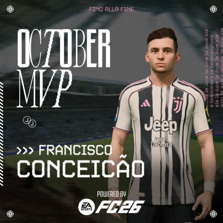 尤文官方宣布：弗朗西斯科-孔塞桑荣膺10月最佳球员