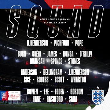 英格兰11月世预赛大名单：凯恩领衔，贝林厄姆、福登强势回归