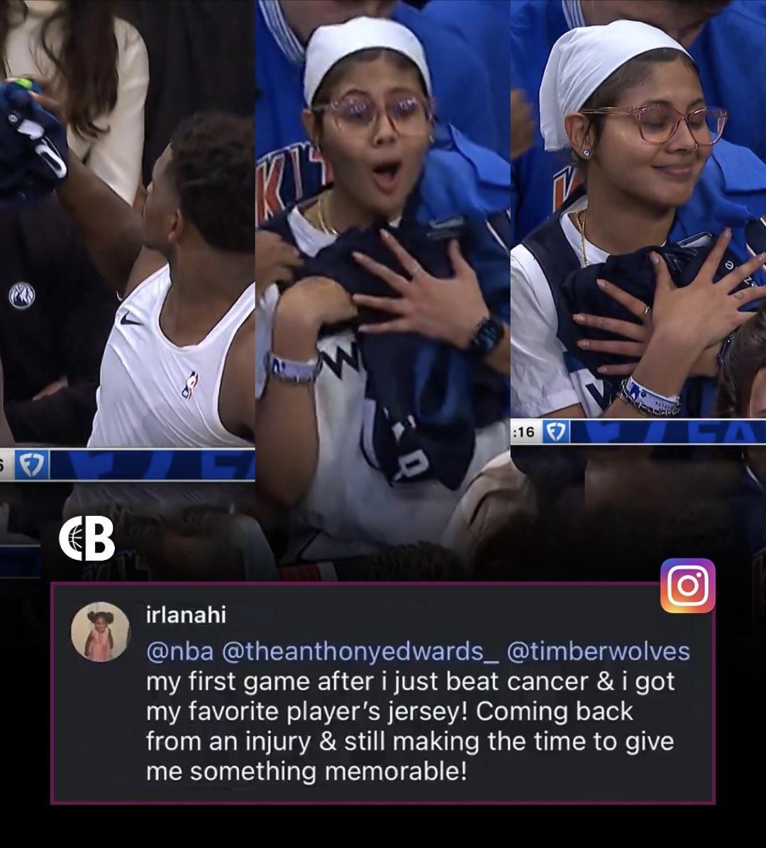 暖心时刻！爱德华兹赛后送球衣给抗癌女球迷引感动