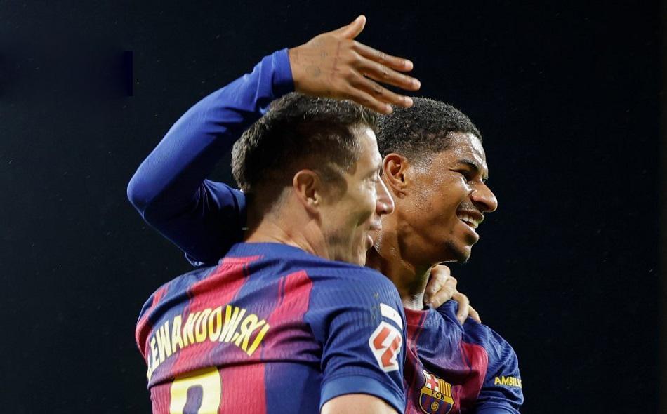 西甲激战：巴萨4-2胜塞尔塔，复出莱万戴帽难掩防守顽疾