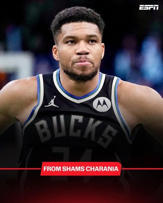 Shams爆料：字母哥左侧腹股沟轻微拉伤，预计休战1-2周