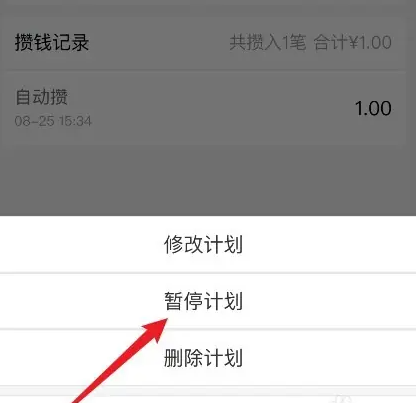 暂停自动攒钱计划