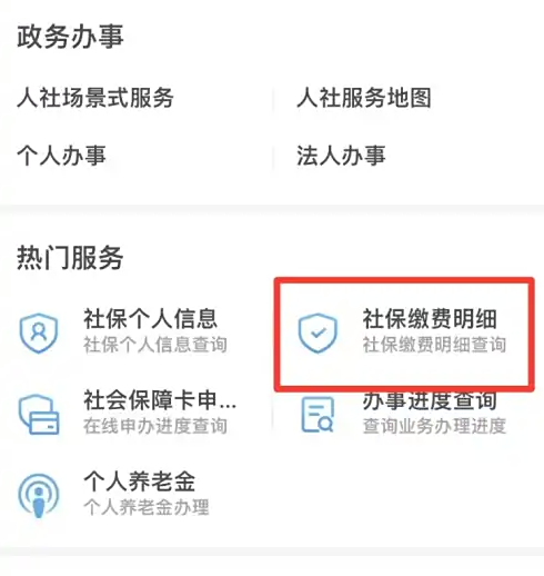 社保缴费明细页面