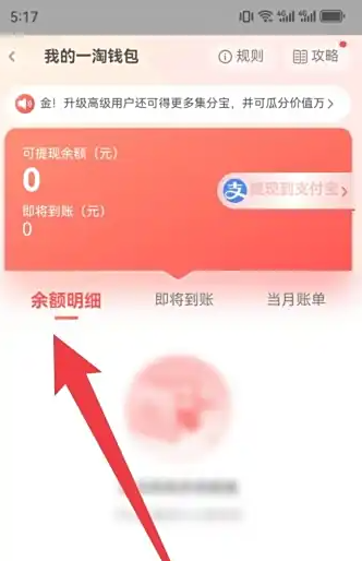 一淘钱包余额明细页面